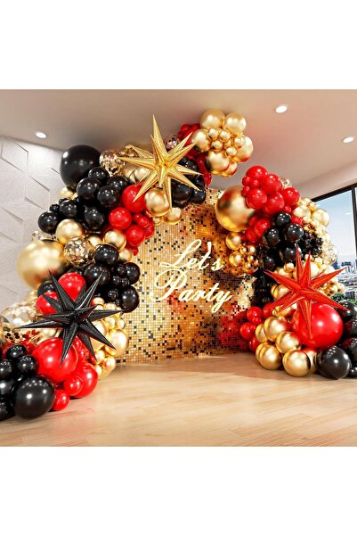 MP Mirific Party Top Bottom Set of 245 balloons, red, black and gold arch type