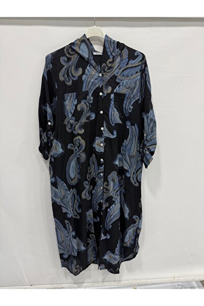 della moor Black Italian Shawl Pattern Hooded Foldable Long Sleeve Oversize L...