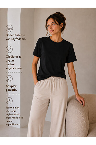 BeyzaBayram تي شيرت نسائي من الليكرا مودال برقبة دائرية