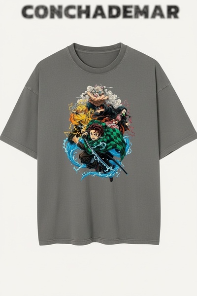Vordevia Demon Slayer Printed Colorful Oversize T-Shirt Printed Premium Overs...