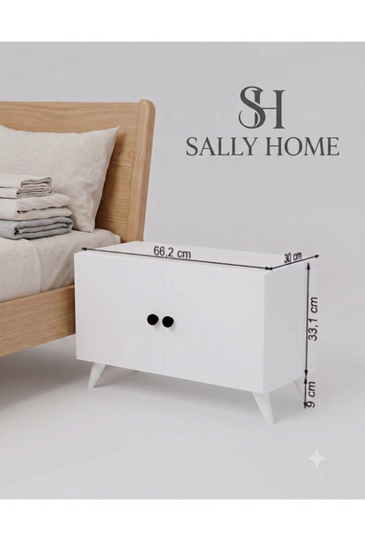 Sally Home SALLY Kapaklı Modern Dikey Başucu Sehpası Depolama Alanlı Komodin Beyaz- ÇOKLU KULLANIM SUNAR