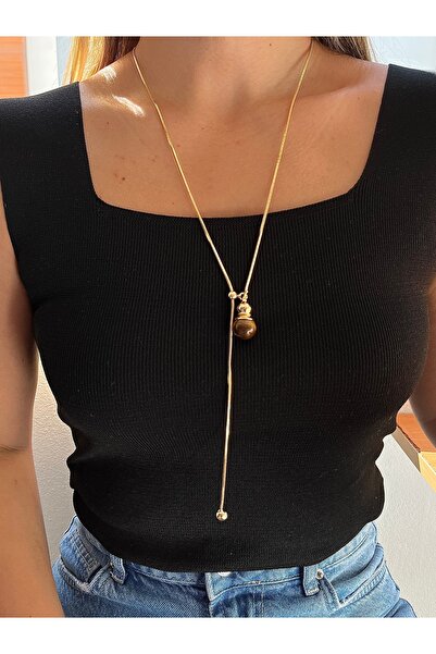 Twinssis Accessories Gold Women's Y Model Necklace with Elevator Design