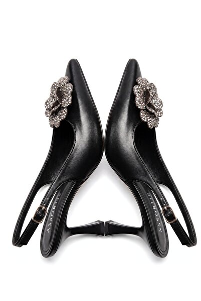 Assortie Radiant Metalik Çiçekli Stiletto Topuklu Davet ve Gece Ayakkabısı 9CM