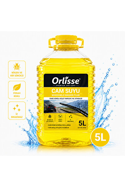 Orlisse Oto Cam Suyu 5L –PREMİUM- Dört Mevsim Kullanıma Uygun- Böcek ve Kir S...