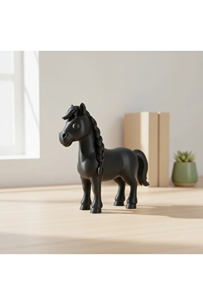 OEM 3D Printed Horse Figurine for Decor and Play - Matte Composite Black