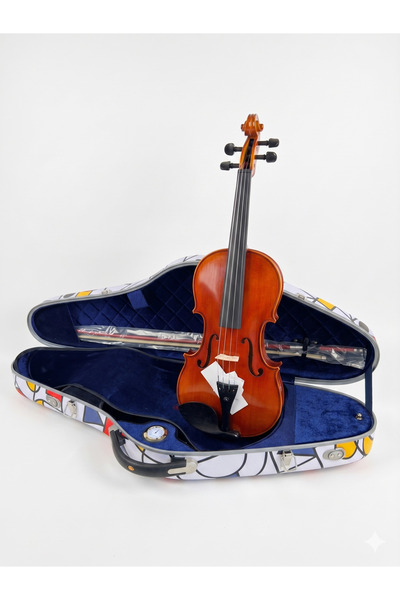 Viola Mandikian Profesyonel Akustik Keman - Özel Geometrik Hard Case, Nem Ölç...