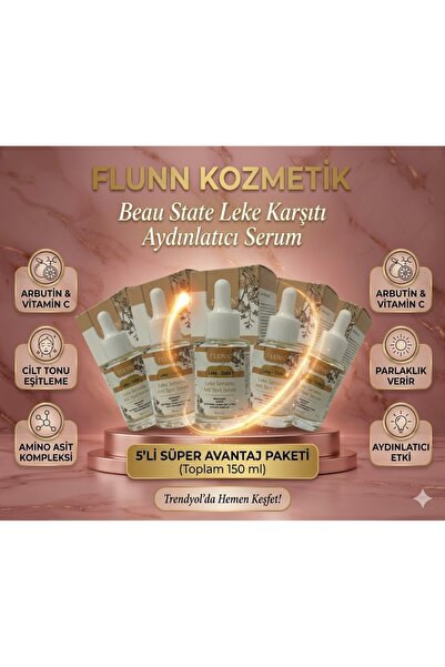 Leke Karşıtı Aydınlatıcı Serum Arbutin & Vitamin C İçeren Cilt Tonu Eşitleyici Bakım Serumu – Parlak ve Canlı Görünüm 5'Lİ FIRSAT 5X30 ML