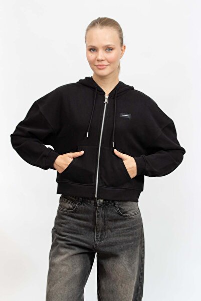 Karl Lagerfeld Kadın Fermuarlı Sweatshirt Siyah