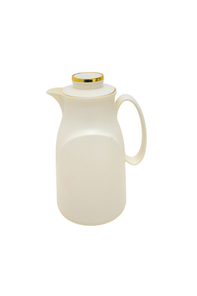 Al Nokhba Geometric Insulated Coffee Server, Beige with Gold Trim, 1L Thermal...