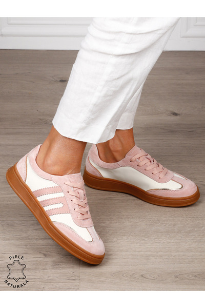 ANGEL BLUE Pantofi sport damă din piele naturală întoarsă si material textil ...