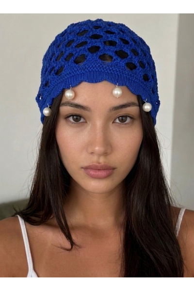 NİLZ Bohemian knitted hair bandana with flower detail