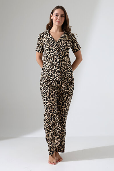 DİVİSTA Women's Leopard Patterned Pajama Set