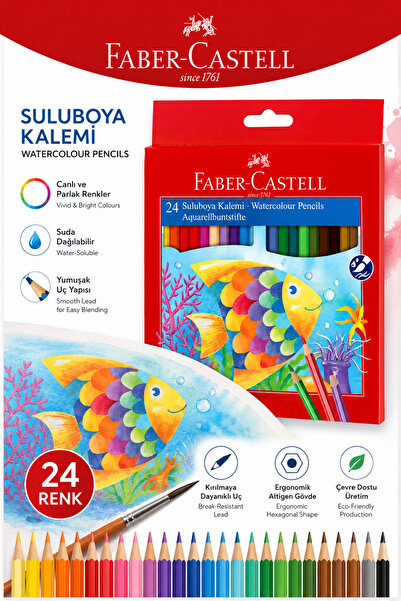 Faber Castell 24 Renk Sulu Boya Kalemi | Watercolour Pencils | Canlı Renkler,...