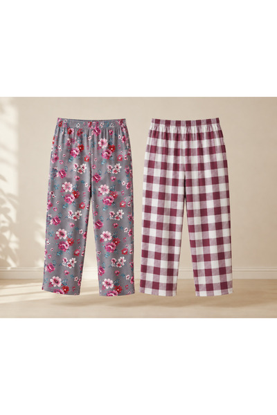 Serena Top Bottom Set of 2 women's 3/4 pajama pants, color -multicolor