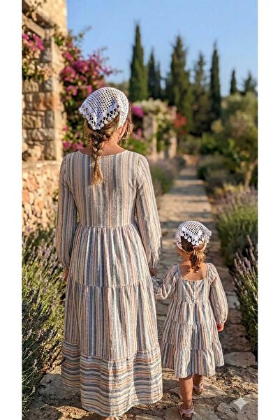 Milenam Anne Kız Örgü Bandana Takım Handmade Yazlık