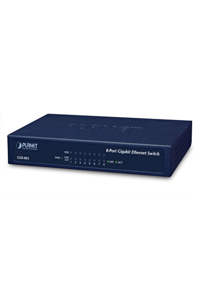 Planet Switch GSD-803, 8 porturi Gigabit 10/100/1000 Mbps, Carcasa metalica, ...