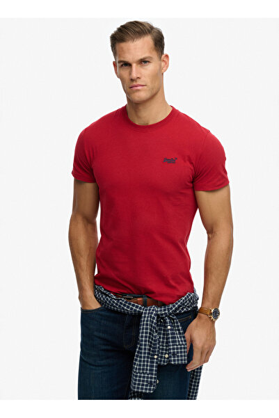 SUPERDRY Kırmızı Erkek Logo Baskılı T-Shirt M1011245B-5OV ESSENTIAL LOGO EMBTEE