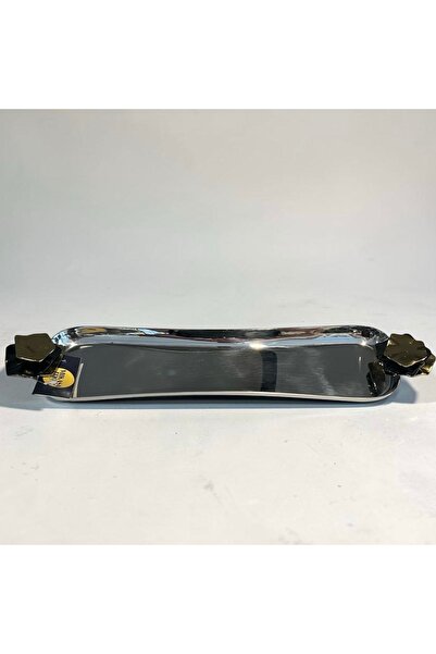 Mikasa Moor Nilüfer Silver Metal Tray with Handles 45X11Cm