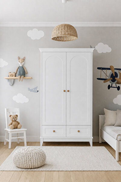 Koza %100 MDF Oslo Beyaz 2 Kapılı Bebek&çocuk Odası Gardırop