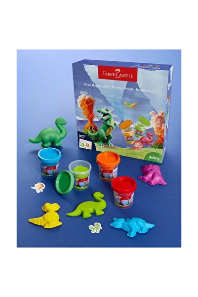 Faber Castell Dino 4X56 Gr Play Dough and 3D Mold Play Dough Set