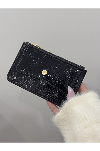 PurpleART Women's Black Leather Look Multi-Compartment Mini Wallet & Card Hol...