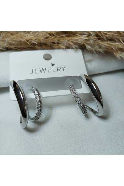 JEWELRY Silver Color Zircon Stone Hook Earrings
