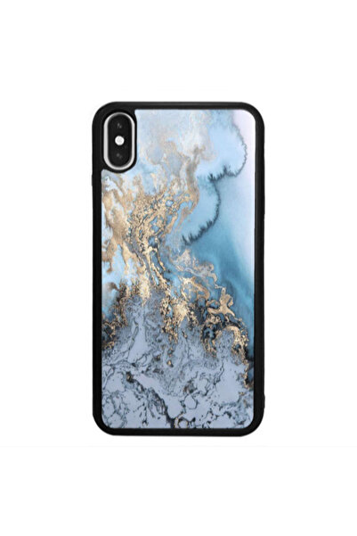 Other Apple iPhone Xs Marble Gold Design Black Glossy Θήκη