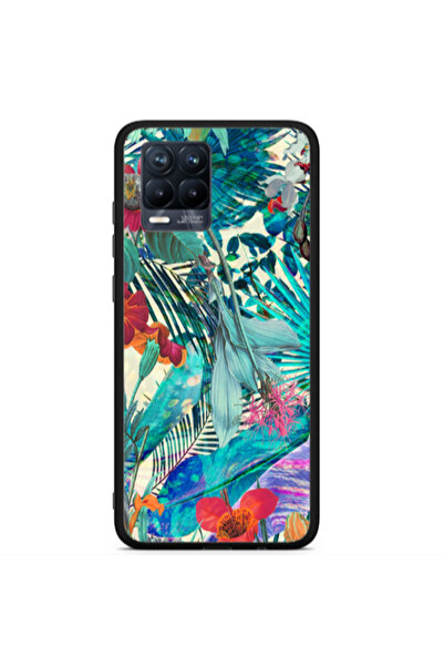 Other Realme 8 i Blue laves tropical Black Glossy Θήκη