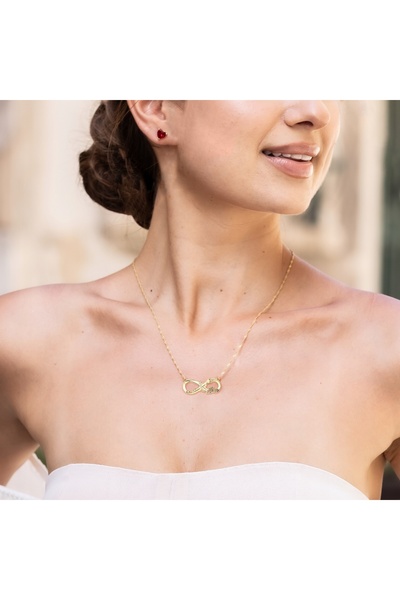 Larezo Colier Din Argint 925 Placat Cu Aur, Pandantiv Infinit Forever Love Cu...