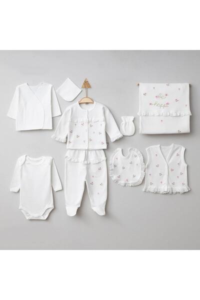LisaLoom Be Happy Floral Scalloped 100% Cotton Newborn Baby Girl 10 Piece Hos...