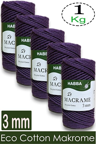 habba respect 1 Kilo Habba Cotton Macrame 3 mm - (Pack of 5) - 207