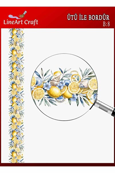 LİNEART Iron-On Border Rubon Transfer Printing Wood & Fabric Transfer No.:B08...