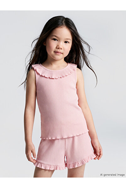 LC Waikiki Özmarka New Season Ribbed Ruffle Collar Detailed Girls' Undershirt