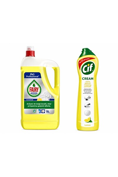 Fairy Επαγγελματικό Απορρυπαντικό Λεμονιού 5L + Κρέμα Καθαρισμού 500ml