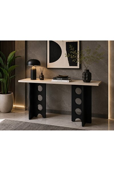 N.zone Modern Dining Table with Stylish Geometric Base Design, Combining Dura...