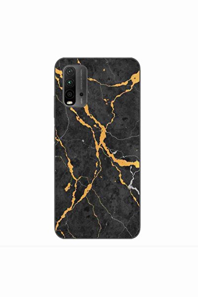 OEM Case compatible with Xiaomi Redmi 9T Silicone Gel Tpu Model Noir Gold Marble