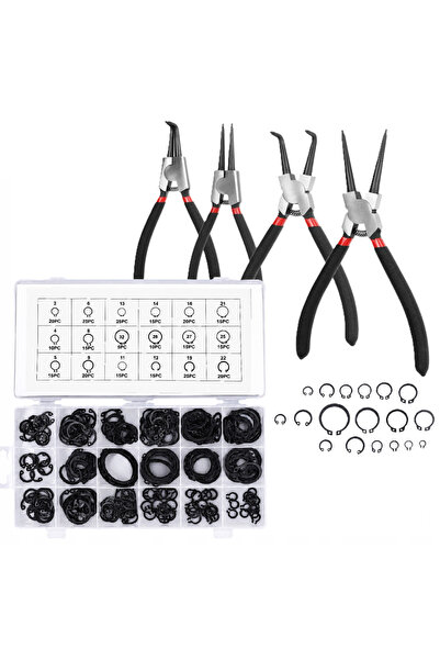 zola Top Bottom Set of 4 circlip pliers, 300 circlips 3-32 mm, non-slip handles