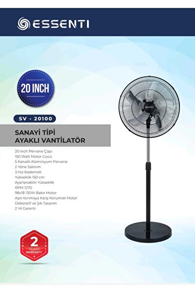 Süsler Essenti ev-20100 sanayi tipi ayaklı vantilatör