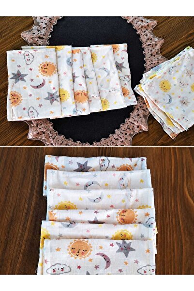 Nai baby Bebek Müslin Ağız Mendili- 6'lı Set- %100 Pamuk -Çok Amaçlı Müslin M...