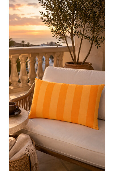 Golden Hour Lemon Desen Dekoratif Kırlent Kılıfı Dikdörtgen - 36 x 56 cm