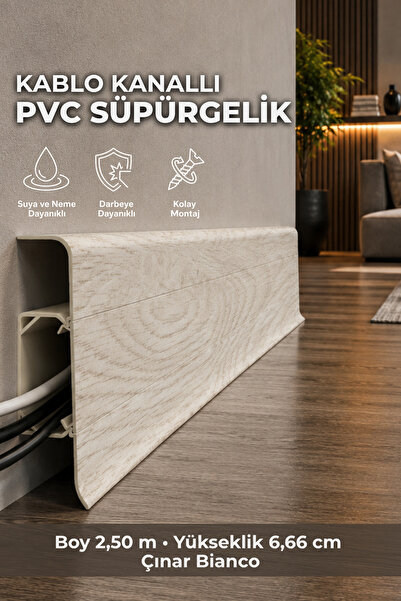 AGK Esquero Açılabilir Kapaklı Kablo Kanallı PVC Süpürgelik 250 cm Suya, Neme...