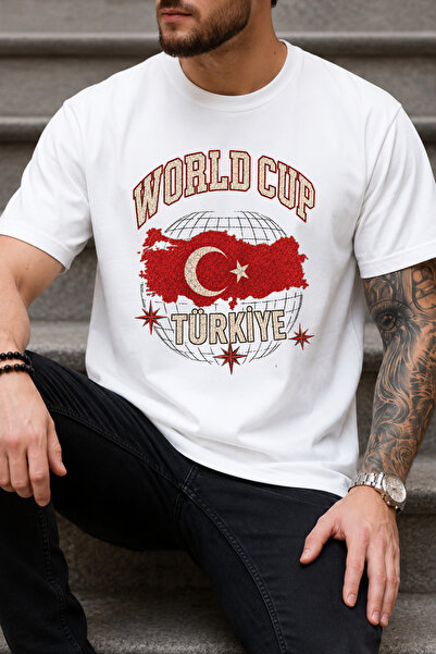 Auryne Jewelry تي شيرت بتصميم خاص لكأس العالم في تركيا للجنسين، مصنوع من القط...