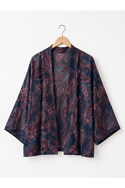Retrobird Tasarım Boho Mini Kimono Kadın Mürdüm