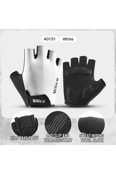 Choice6 M A0151-WH VILICO Summer Breathable Half Finger Cycling Gloves Ultral...