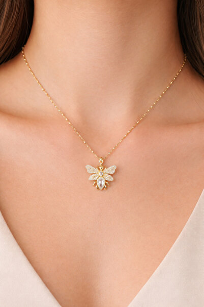 laria jewelry Zircon Stone Detailed Bee Figured Necklace