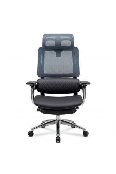 Genel Markalar Siyah Ergonomik Fileli Başlıklı Ayak Uzatmalı Ofis ve Yönetici...