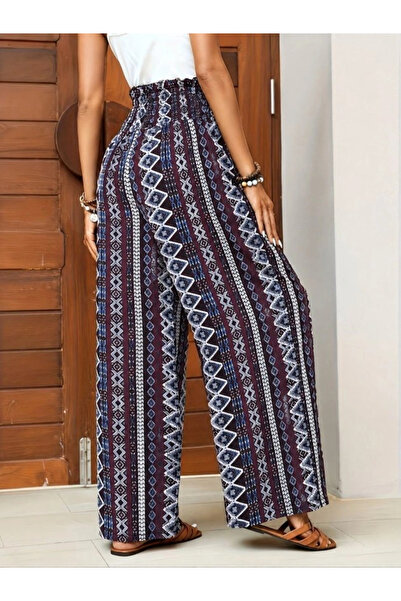 Generic Brand Women's high-waisted, tie-waist, patterned, long, supreme quali...