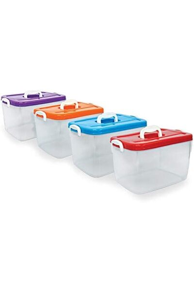 ARTC Single Piece Plastic Storage Box with Latch-locking Lids, Off White, Mul...