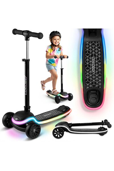 Ricokids Trotinetă cu echilibrare LED cu trei roți Leddi pentru copii - neagră