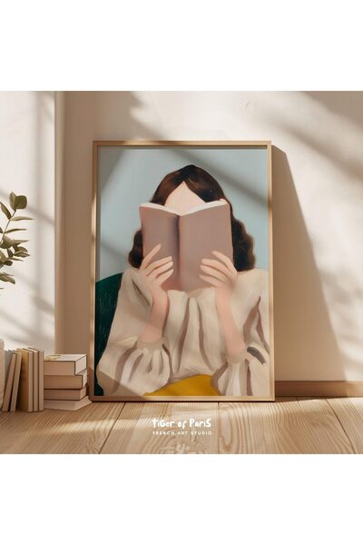 woodhomeworks One Piece Salon, pictură cu femeie citind o carte, vrynt